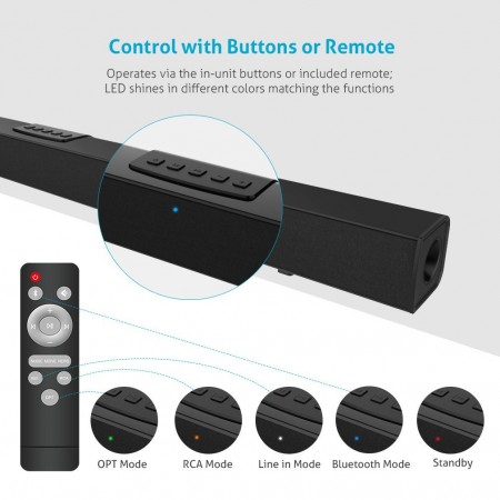 Sound Bar [2018 Upgraded] Meidong Sound Bars for TV 36 inch Wireless and Wired Bluetooth Soundbar Home Theater Surround Speakers with Optical Cable and Remote Control 